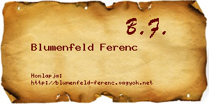 Blumenfeld Ferenc névjegykártya
